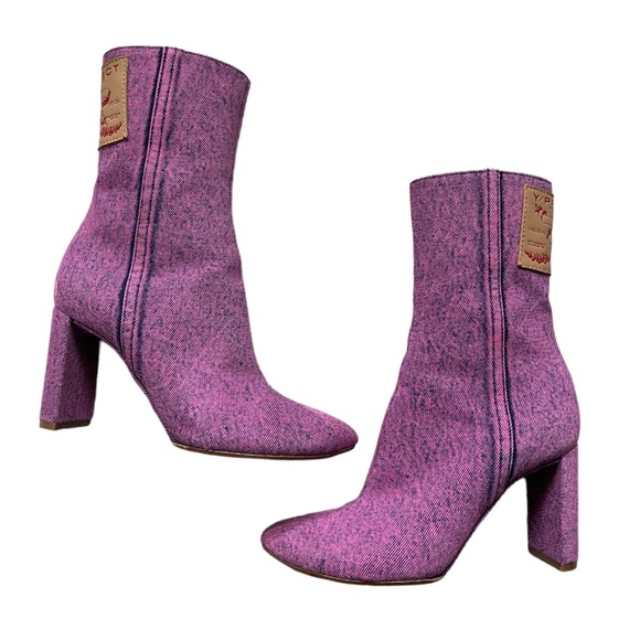 NEW Y/Project Pointy Patent Ankle Boots In Fuchsia - Picture 8 of 16